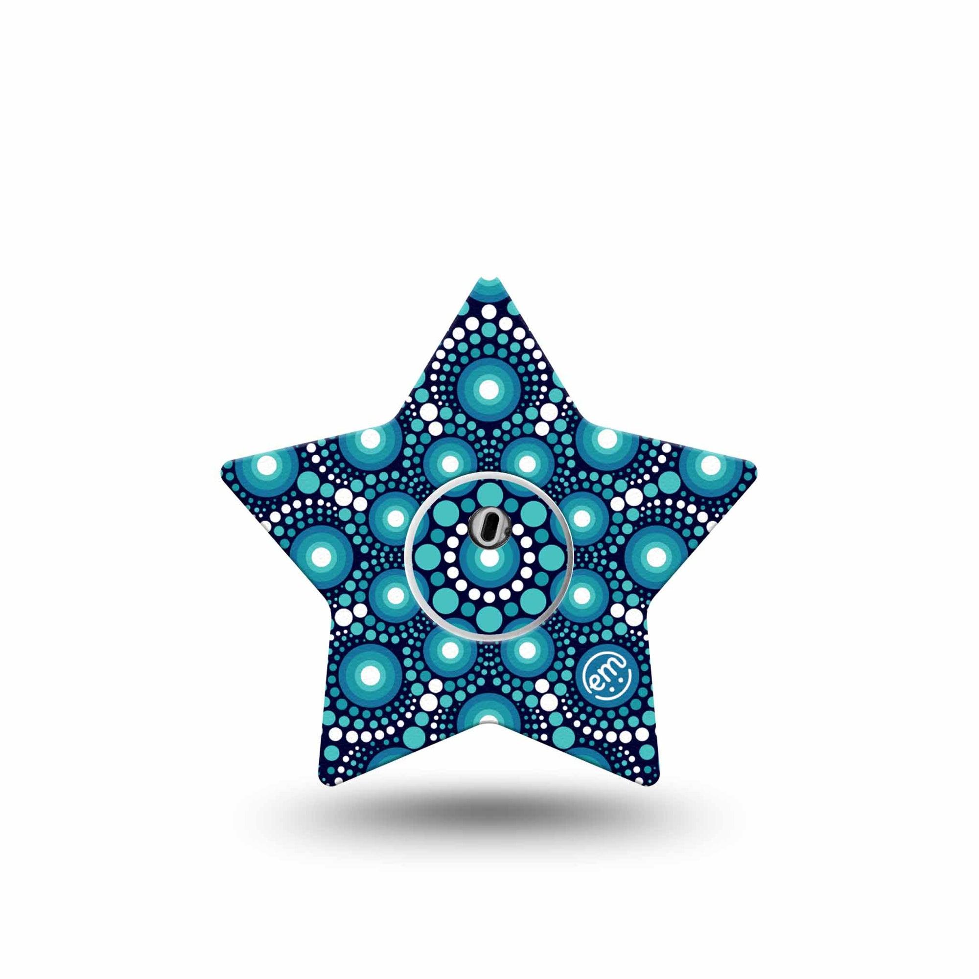 ExpressionMed Dot Art Freestyle Libre 3 Star Shape Tape Single Tape and Single Sticker Spiral Dots Patch CGM Design