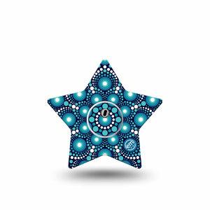 ExpressionMed Dot Art Freestyle Libre 3 Star Shape Tape Single Tape and Single Sticker Spiral Dots Patch CGM Design