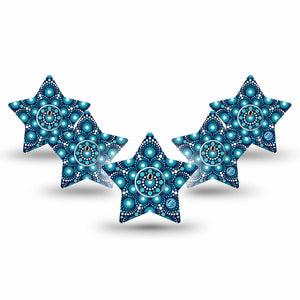 ExpressionMed Dot Art Freestyle Libre 3 Star Shape Tape 5-Pack Tape and 5-Pack Sticker Shiny Dot Art Patch CGM Design