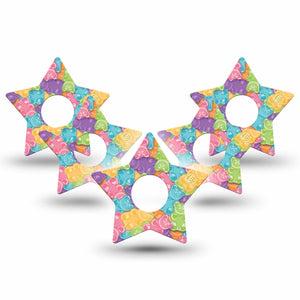 ExpressionMed Gummy Bears Freestyle Libre 3 Star Shape Tape 5-Pack Tape Gummy Goodies Patch CGM Design