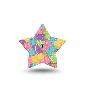 ExpressionMed Gummy Bears Freestyle Libre 3 Star Shape Tape Single Sticker and Tape Gummy Goodies Patch CGM Design