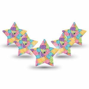ExpressionMed Gummy Bears Freestyle Libre 3 Star Shape Tape 5-Pack Tape + 5-Pack Sticker Gummy Goodies Patch CGM Design