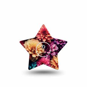 ExpressionMed Dahlia Bouquet Freestyle Libre 3 Star Shape Single Floral Dahlia Pattern Plaster CGM Design with center sticker