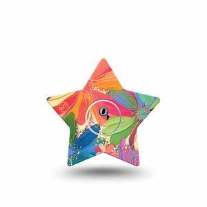 ExpressionMed Flower Song Freestyle Libre 3 Star Shape Single Etta Vee Floral Artwork Plaster CGM Design with center sticker