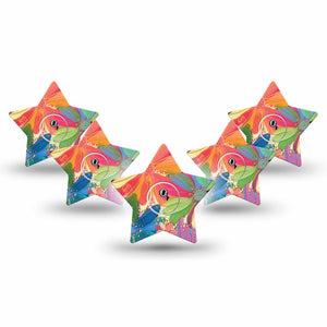 ExpressionMed Flower Song Freestyle Libre 3 Star Shape 5-Pack Unique Etta Vee Creations Plaster CGM Design with center stickers