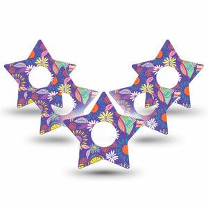 ExpressionMed Purple Flower Freestyle Libre 3 Star Shape 5-Pack Vibrant Etta Vee Design Plaster CGM Design