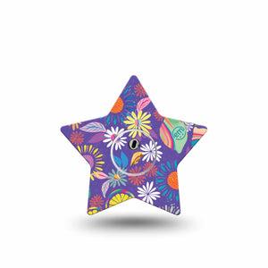ExpressionMed Purple Flowers Freestyle Libre 3 Star Shape Single Unique Etta Vee Creations Plaster CGM Design with center sticker