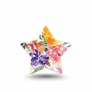 ExpressionMed Floral Art Freestyle Libre 3 Star Shape Single floral illustration Plaster CGM Design with center sticker