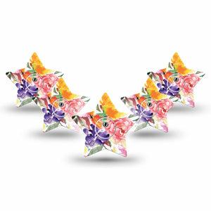 ExpressionMed Floral Art Freestyle Libre 3 Star Shape 5-Pack wildflower motif Plaster CGM Design with center stickers