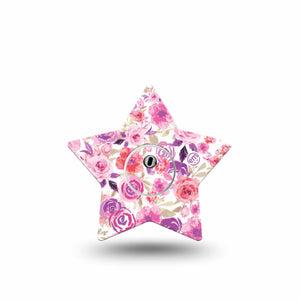 ExpressionMed Romantic Blooms Freestyle Libre 3 Star Shape Single Tape and Single Sticker Blossom Motif Plaster CGM Design