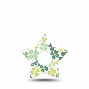 ExpressionMed Clover Pile Freestyle Libre 3 and Libre 3 Plus Star Shape Tape Single Tape Four-Leaf Lucky Clover, Patch CGM Design