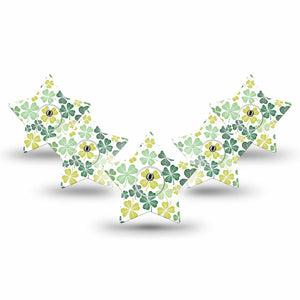 ExpressionMed Clover Pile Freestyle Libre 3 and Libre 3 Plus Star Shape Tape 5-Pack Tape and 5-Pack Sticker St. Patrick's Day Theme, Patch CGM Design