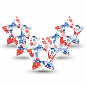 ExpressionMed July Flowers Freestyle Libre 3 Star Shape Tape 5-Pack july 4th garden Plaster CGM Design