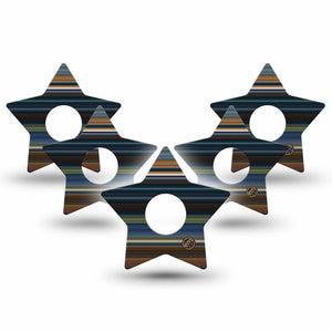 ExpressionMed Dark Stripes Freestyle Libre 3 Star Shape Tape 5-Pack thin grunge stripes Plaster CGM Design