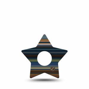 ExpressionMed Dark Stripes Freestyle Libre 3 Star Shape Tape Single dark themed pattern Plaster CGM Design