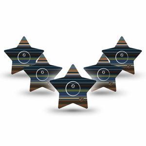 ExpressionMed Dark Stripes Freestyle Libre 3 Star Shape Tape 5-Pack Tape and 5-Pack Sticker Y2k Striped Patch CGM Design