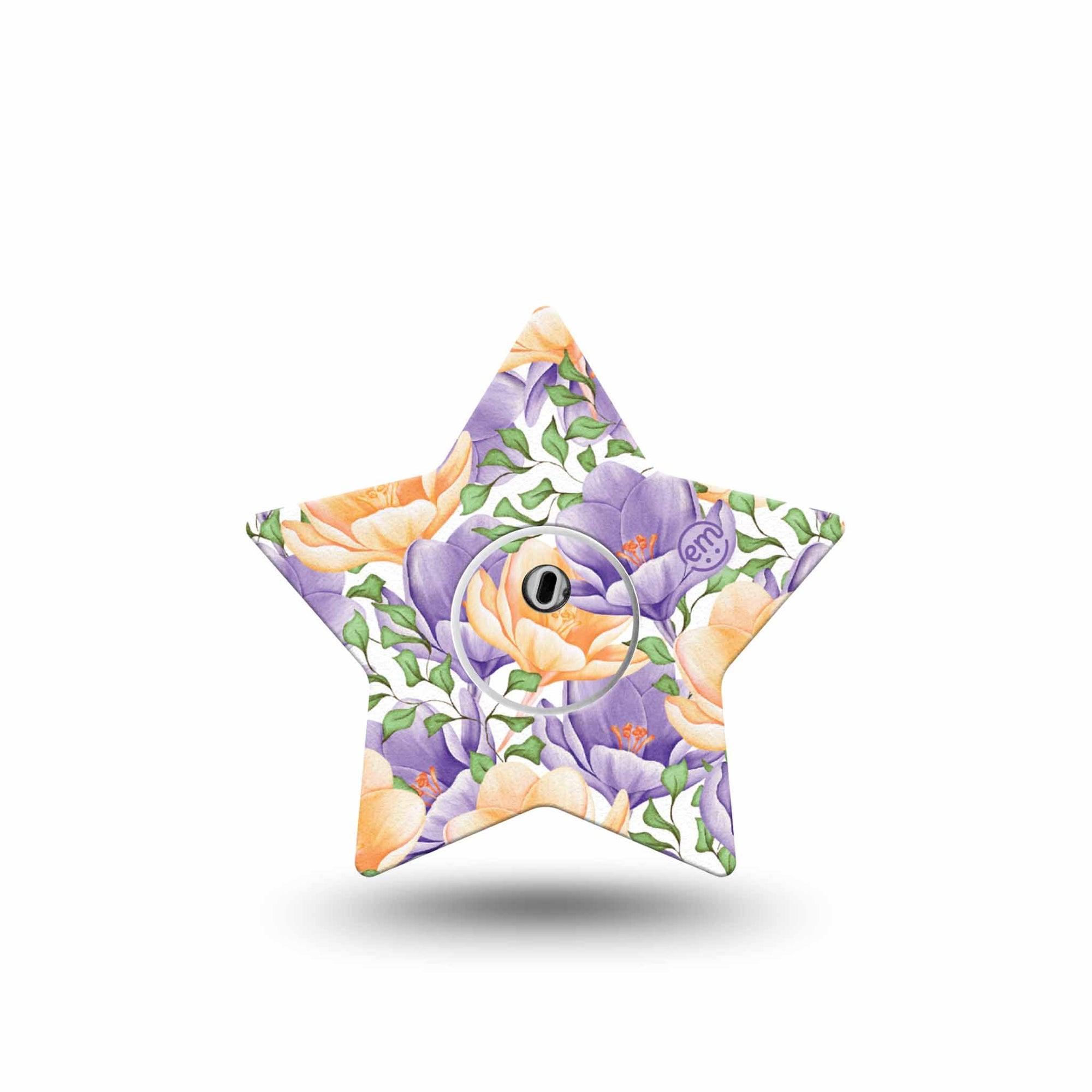 ExpressionMed Crocus Flowers Freestyle Libre 3 Star Shape Single crocus bulbs Plaster CGM Design with center sticker