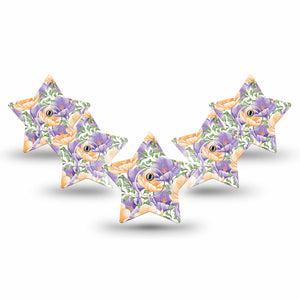 ExpressionMed Crocus Flowers Freestyle Libre 3 Star Shape 5-Pack early spring bloomer Plaster CGM Design with center stickers