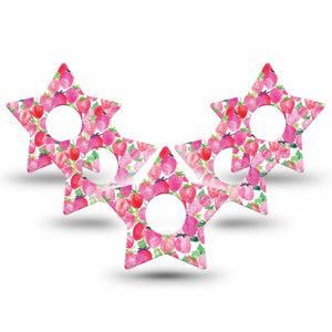 ExpressionMed Strawberry Crush Freestyle Libre 3 Star Shape Tape 5-Pack Strawberry shortcake theme Plaster CGM Design