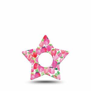 ExpressionMed Strawberry Crush Freestyle Libre 3 Star Shape Tape Single Pink strawberries Plaster CGM Design