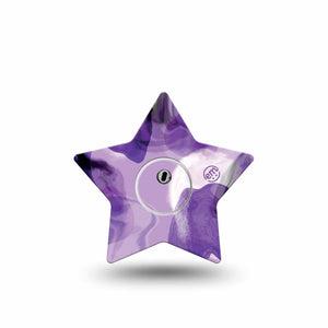 ExpressionMed Purple Storm Freestyle Libre 3 Star Shape Tape Single Sticker and Tape transparent like purple smoke Plaster CGM Design