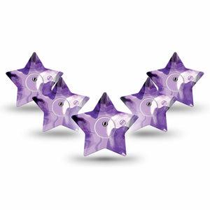 ExpressionMed Purple Storm Freestyle Libre 3 Star Shape Tape 5-Pack Sticker and Tape hazy deep purple Plaster CGM Design