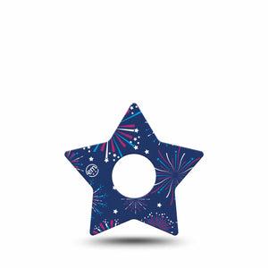 ExpressionMed Night Sky Celebration Freestyle Libre 3 Star Shape Tape Single Independence Day Firework, Patch CGM Design