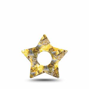 ExpressionMed Fall Camo Infusion Set Star Shape Tape 5-Pack Hunting Yellow Camo Inspired Fixing Ring Patch Continuous Glucose Monitor Design