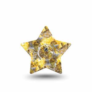 ExpressionMed Fall Camo Freestyle Libre 3 Star Shape Tape Single Tape and Single Sticker Outdoorsy Camo In Yellow Patch CGM Design