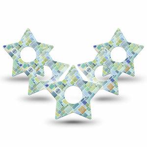 ExpressionMed Watercolor Geometrics Freestyle Libre 3 Star Shape Tape 5-Pack Glass Tile Inspired Patch CGM Design