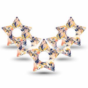ExpressionMed Tinted Blooms Freestyle Libre 3 Star Shape Tape Single Artwork Peach Blue Garden Patch CGM Design