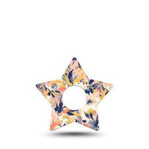 ExpressionMed Tinted Blooms Freestyle Libre 3 Star Shape Tape Single Artwork Peach Blue Garden Patch CGM Design