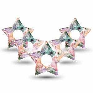 ExpressionMed Flower Clouds Freestyle Libre 3 Star Shape Tape 5-Pack Tape Gauzy-Like Floral Petals, Patch CGM Design