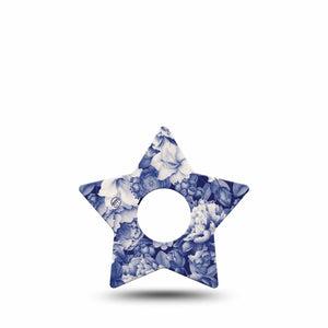 ExpressionMed Moody Blues Freestyle Libre 3 Star Shape Tape Single Tape Navy Blue Rose Bouquet, Patch CGM Design