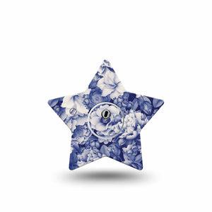 ExpressionMed Moody Blues Freestyle Libre 3 Star Shape Tape Single Tape and Single Sticker Navy Blue Rose Bouquet, Patch CGM Design