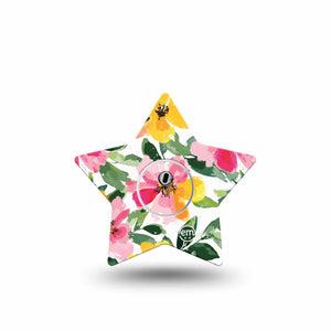 ExpressionMed Lemonade Flowers Freestyle Libre 3 and Libre 3 Plus Star Shape Tape Single Tape and Single Sticker Lemonade Inspired Flowers, Patch CGM Design