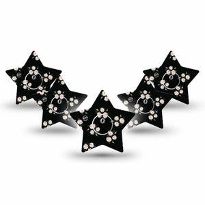 ExpressionMed Black Daisies Freestyle Libre 3 and Libre 3 Plus Star Shape Tape 5-Pack Tape and 5-Pack Sticker Fresh White Daisies, Patch CGM Design