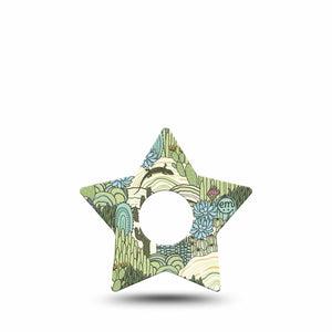 ExpressionMed Cactus Freestyle Libre 3 and Libre 3 Plus Star Shape Tape Single Tape Desert Life Cactus Iguana, Patch CGM Design