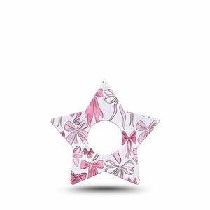 ExpressionMed Bows and Ribbons Freestyle Libre 3 and Libre 3 Plus Star Shape Tape Single Tape Pink Fabric Ribbon Bow Inspired, Patch CGM Design