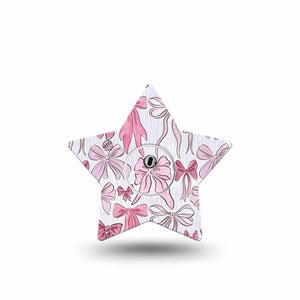 ExpressionMed Bows and Ribbons Freestyle Libre 3 and Libre 3 Plus Star Shape Tape Single Tape and Single Sticker Pink Stripes And Ribbon Bows,  Patch CGM Design