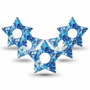 ExpressionMed Blue Paint Freestyle Libre 3 and Libre 3 Plus Star Shape Tape 5-Pack Tape Modelling Paste Painted Flower Garden, Adhesive Tape Continuous Glucose Monitor Design