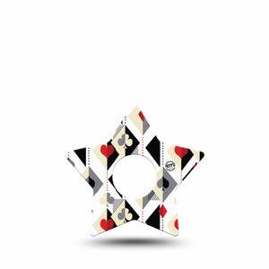 ExpressionMed Playing Cards Freestyle Libre 3 and Libre 3 Plus Star Shape Tape Single Tape Fun Geometric Suites Pattern, Patch CGM Design