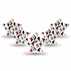 ExpressionMed Playing Cards Freestyle Libre 3 and Libre 3 Plus Heart Shape Tape 5-Pack Tape and 5-Pack Sticker Argyle Inspired Card Deck, Patch CGM Design