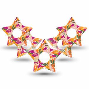 ExpressionMed Retro Brush Stroke Freestyle Libre 3 and Libre 3 Plus Star Shape Tape 5-Pack Tape Feather-Like Brush Stroke Print, Patch CGM Design