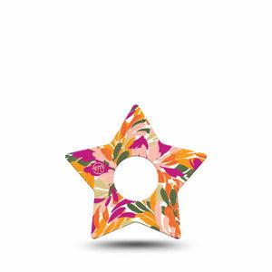 ExpressionMed Retro Brush Stroke Freestyle Libre 3 and Libre 3 Plus Star Shape Tape Single Tape Feather-Like Brush Stroke Print, Patch CGM Design