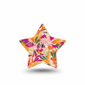 ExpressionMed Retro Brush Stroke Freestyle Libre 3 and Libre 3 Plus Star Shape Tape Single Tape and Single Sticker Plant-Like Brush Painted Print, Patch CGM Design