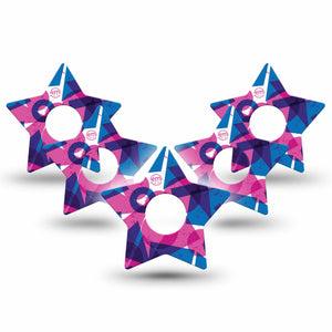 ExpressionMed Violet Vortex Freestyle Libre 3 and Libre 3 Plus Star Shape Tape 5-Pack Tape Circle Square Triangle Print, Patch CGM Design