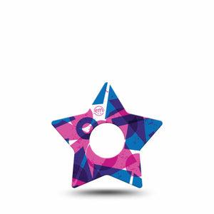 ExpressionMed Violet Vortex Freestyle Libre 3 and Libre 3 Plus Star Shape Tape Single Tape Pink And Blue Mix, Patch CGM Design