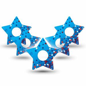 ExpressionMed Confetti Stars Freestyle Libre 3 and Libre 3 Plus Star Shape Tape 5-Pack Tape Star Sprinkles, Patch CGM Design