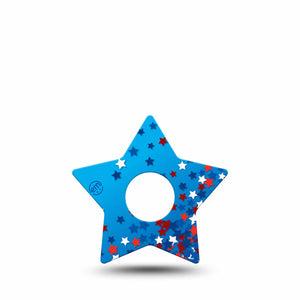ExpressionMed Confetti Stars Freestyle Libre 3 and Libre 3 Plus Star Shape Tape Single Tape United States Inspired Star Confetti, Patch CGM Design